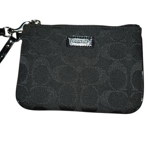 Coach Canvas Leather Trim Wristlet